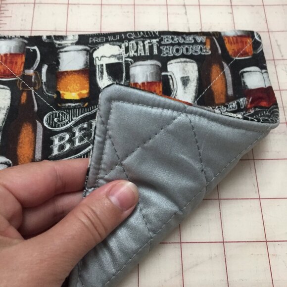 beer ale IPA home craft brew pint quilted cotton flannel Pot holders handmade - Picture 2 of 5